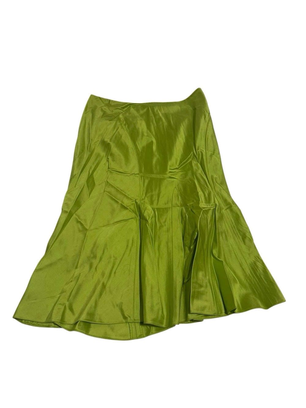 Flattering Green A-Line Satin Skirt